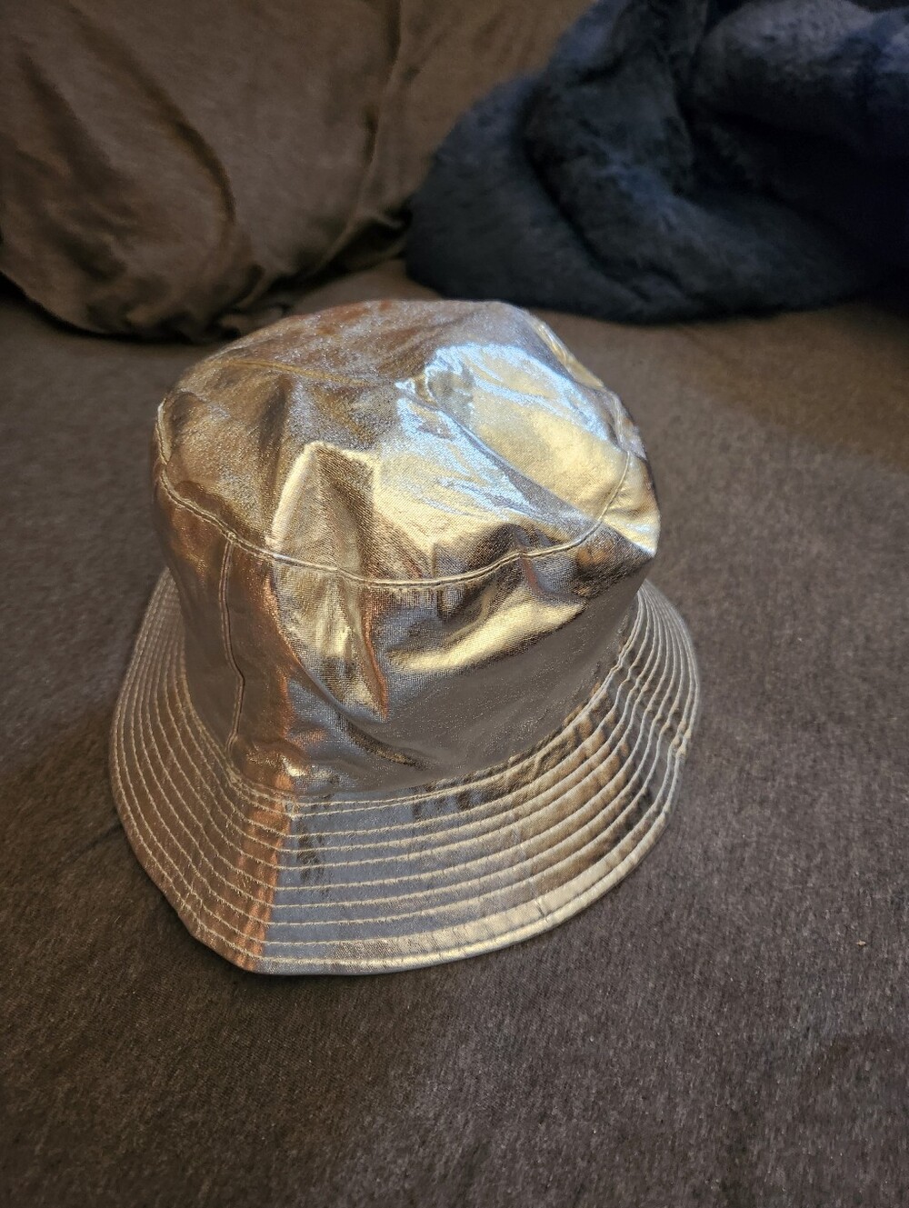 Silver Metallic Bucket Hat - Women Accessories - Picture 3 of 3